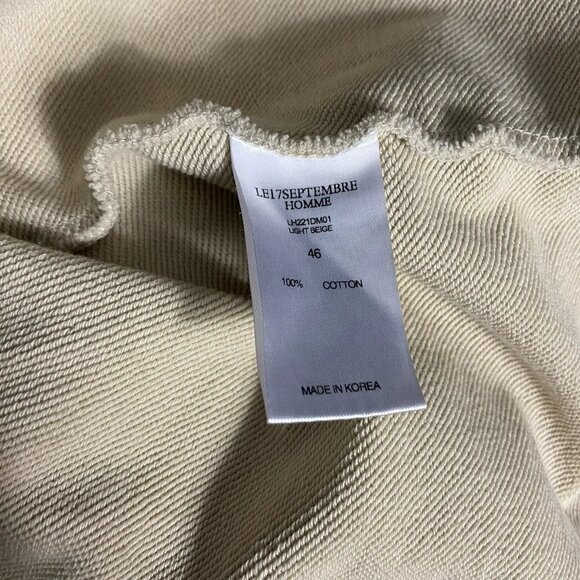 Le 17 Septembre Homme Mens Tan Embroidered Hooded Pullover Sweatshirt Size 46 - Picture 5 of 6
